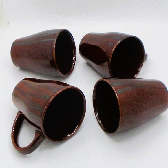 Joseph Abboud Mahogany Brown Ceramic Mugs With Drip Glaze Finish Set of 4 kit - Picture 5 of 5